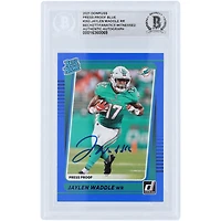 Jaylen Waddle Miami Dolphins Autographed 2021 Panini Donruss Rated Rookie Press Proof Blue #263 Beckett Fanatics Witnessed Authenticated Rookie Card