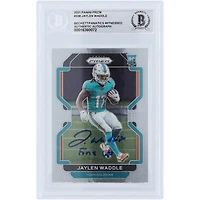 Jaylen Waddle Miami Dolphins Autographed 2021 Panini Prizm #338 Beckett Fanatics Witnessed Authenticated Rookie Card with "Fins Up" Inscription