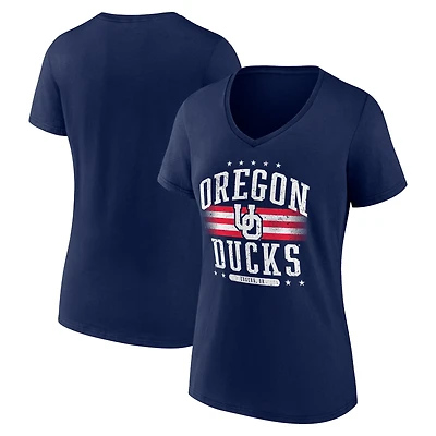 Women's Navy Oregon Ducks Americana Team V-Neck T-Shirt