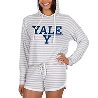 Women's Concepts Sport Cream Yale Bulldogs Visibility Long Sleeve Hoodie Top & Shorts Set