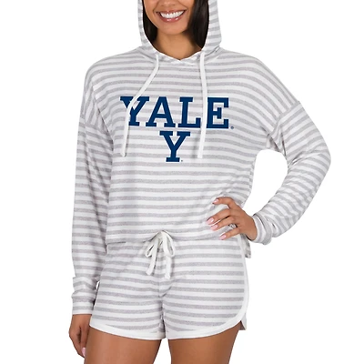 Women's Concepts Sport Cream Yale Bulldogs Visibility Long Sleeve Hoodie Top & Shorts Set