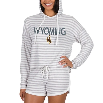 Women's Concepts Sport Cream Wyoming Cowboys Visibility Long Sleeve Hoodie Top & Shorts Set