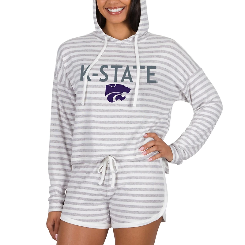 Women's Concepts Sport Cream Kansas State Wildcats Visibility Long Sleeve Hoodie Top & Shorts Set