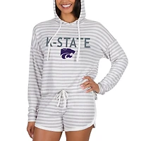Women's Concepts Sport Cream Kansas State Wildcats Visibility Long Sleeve Hoodie Top & Shorts Set