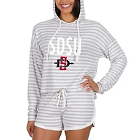 Women's Concepts Sport Cream San Diego State Aztecs Visibility Long Sleeve Hoodie Top & Shorts Set
