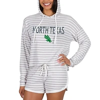 Women's Concepts Sport Cream North Texas Mean Green Visibility Long Sleeve Hoodie Top & Shorts Set