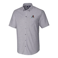 Men's Cutter & Buck  Charcoal Arizona Diamondbacks Stretch Oxford Big & Tall Short Sleeve Dress Shirt