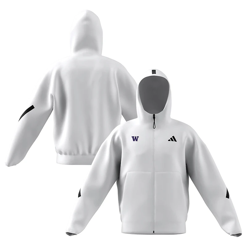 Men's adidas White Washington Huskies Z.N.E. Full-Zip Hoodie