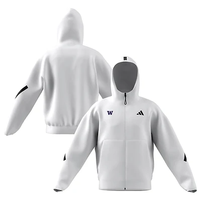 Men's adidas White Washington Huskies Z.N.E. Full-Zip Hoodie