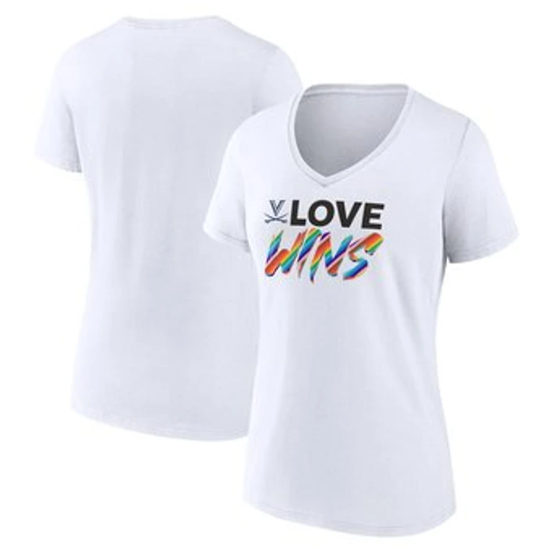 Women's White Virginia Cavaliers Love Wins V-Neck T-Shirt