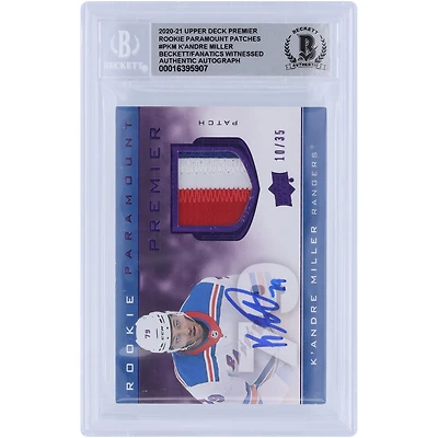 K'Andre Miller New York Rangers Autographed 2020-21 Upper Deck Premier Rookie Paramount Patches Relic #P-KM #10/35 Beckett Fanatics Witnessed Authenticated 10 Rookie Card