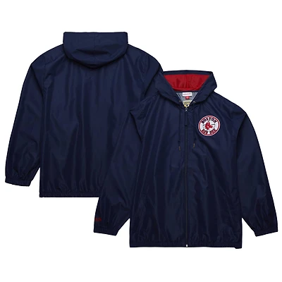 Men's Mitchell & Ness Navy Boston Red Sox Cooperstown Collection Vintage Logo Full-Zip Hoodie Windbreaker Jacket