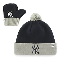 Toddler '47 Navy New York Yankees Bam Bam Cuffed Knit Hat with Pom & Mittens Set