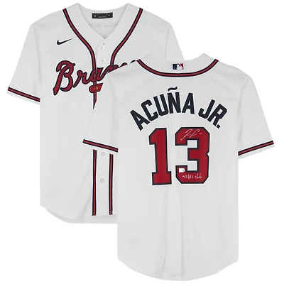 Ronald Acuña Jr. Atlanta Braves Autographed White Nike Replica Jersey with "40/70 Club" Inscription