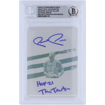 Paul Pierce Boston Celtics Autographed 2020-21 Panini Impeccable Draft Picks Yellow Printing Plate #14 #1/1 Beckett Fanatics Witnessed Authenticated 10 Card with "The Truth" & "HOF 21" Inscriptions