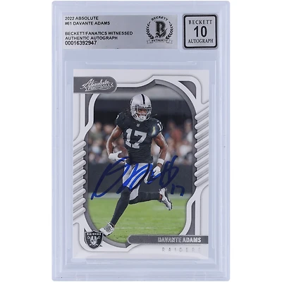 Davante Adams Las Vegas Raiders Autographed 2022 Panini Absolute #61 Beckett Fanatics Witnessed Authenticated 10 Card