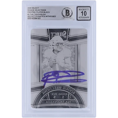 Tua Tagovailoa Miami Dolphins Autographed 2020 Panini Select Rookie Selections Black Printing Plate #3 #1/1 Beckett Fanatics Witnessed Authenticated 10 Rookie Card