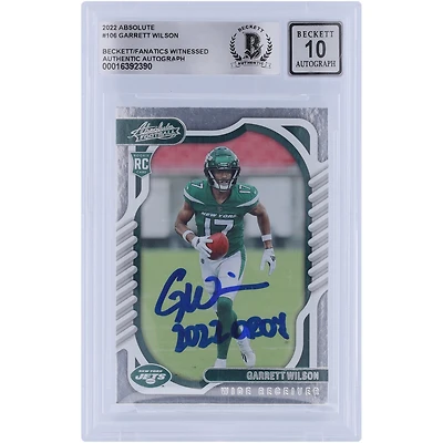 Garrett Wilson New York Jets Autographed 2022 Panini Absolute #106 Beckett Fanatics Witnessed Authenticated 10 Rookie Card with "2022 OROY" Inscription