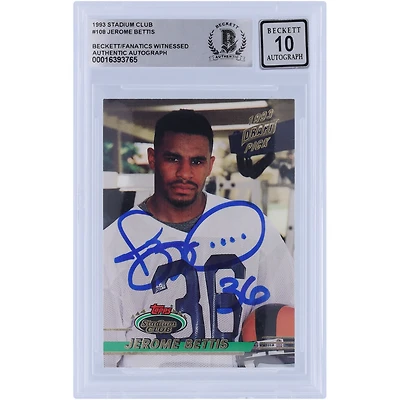 Jerome Bettis Los Angeles Rams Autographed 1993 Topps Stadium Club #108 Beckett Fanatics Witnessed Authenticated 10 Rookie Card