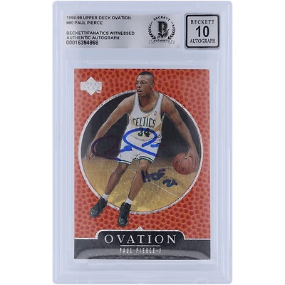 Paul Pierce Boston Celtics Autographed 1998-99 Upper Deck Ovation #80 Beckett Fanatics Witnessed Authenticated 10 Rookie Card with "HOF 21" Inscription