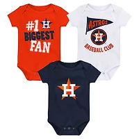 Newborn & Infant Houston Astros 3-Pack Fan Pennant Bodysuit Set