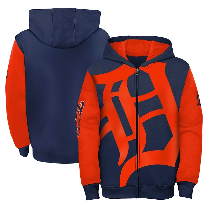 Youth Fanatics Navy/Orange Detroit Tigers Postcard Full-Zip Hoodie Jacket