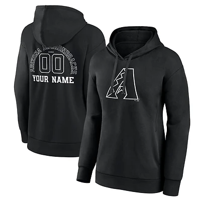 Women's Black Arizona Diamondbacks Monochrome Personalized Name & Number Pullover Hoodie