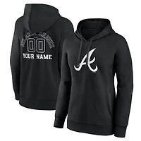 Women's Black Atlanta Braves Monochrome Personalized Name & Number Pullover Hoodie