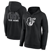 Women's Black Baltimore Orioles Monochrome Personalized Name & Number Pullover Hoodie