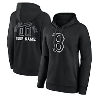 Women's Black Boston Red Sox Monochrome Personalized Name & Number Pullover Hoodie