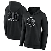 Women's Black Chicago Cubs Monochrome Personalized Name & Number Pullover Hoodie