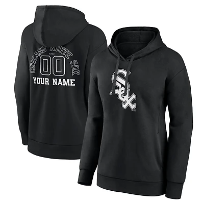Women's Black Chicago White Sox Monochrome Personalized Name & Number Pullover Hoodie