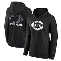 Women's Black Cincinnati Reds Monochrome Personalized Name & Number Pullover Hoodie