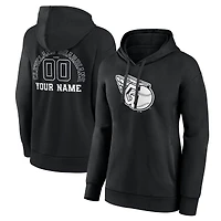 Women's Black Cleveland Guardians Monochrome Personalized Name & Number Pullover Hoodie