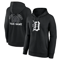 Women's Black Detroit Tigers Monochrome Personalized Name & Number Pullover Hoodie