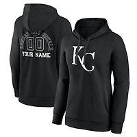 Women's Black Kansas City Royals Monochrome Personalized Name & Number Pullover Hoodie