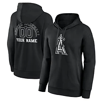 Women's Black Los Angeles Angels Monochrome Personalized Name & Number Pullover Hoodie