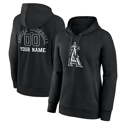 Women's Black Los Angeles Angels Monochrome Personalized Name & Number Pullover Hoodie
