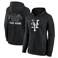 Women's Black New York Mets Monochrome Personalized Name & Number Pullover Hoodie