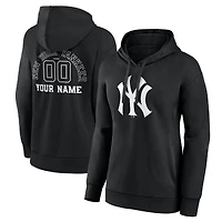 Women's Black New York Yankees Monochrome Personalized Name & Number Pullover Hoodie