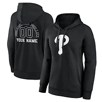 Women's Black Philadelphia Phillies Monochrome Personalized Name & Number Pullover Hoodie
