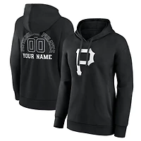 Women's Black Pittsburgh Pirates Monochrome Personalized Name & Number Pullover Hoodie