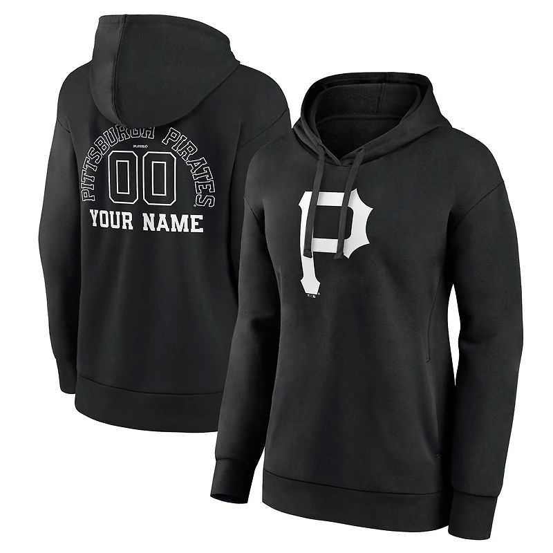 Women's Black Pittsburgh Pirates Monochrome Personalized Name & Number Pullover Hoodie
