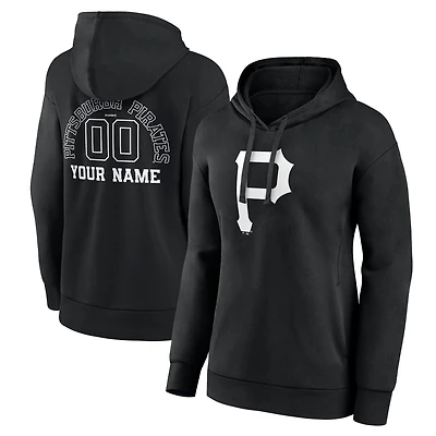 Women's Black Pittsburgh Pirates Monochrome Personalized Name & Number Pullover Hoodie