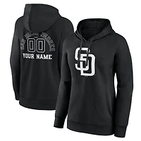Women's Black San Diego Padres Monochrome Personalized Name & Number Pullover Hoodie