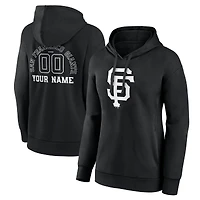 Women's Black San Francisco Giants Monochrome Personalized Name & Number Pullover Hoodie