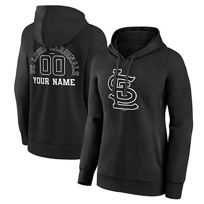 Women's Black St. Louis Cardinals Monochrome Personalized Name & Number Pullover Hoodie