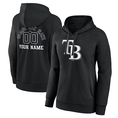 Women's Black Tampa Bay Rays Monochrome Personalized Name & Number Pullover Hoodie