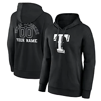 Women's Black Texas Rangers Monochrome Personalized Name & Number Pullover Hoodie