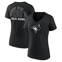 Women's Black Toronto Blue Jays Monochrome Personalized Name & Number V-Neck T-Shirt